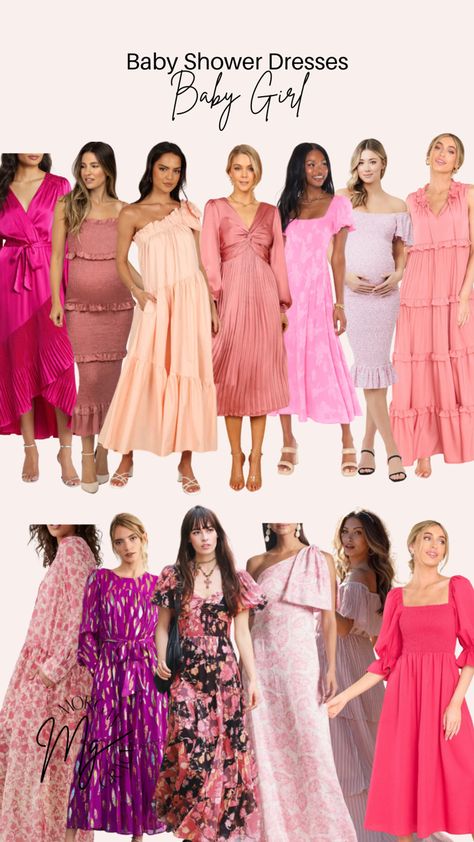 Babyshower Outfit Ideas Girl, Baby Shower Dress Pink, Dress For Baby Shower Guest, Girl Baby Shower Dress For Mom, Winter Baby Shower Dress, Baby Shower Dress Ideas For Mom, Baby Shower Dress Ideas, Baby Shower Outfits For Mom, Baby Shower Dress For Mom