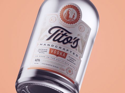 Titos Vodka by Mauricio Cremer on Dribbble Vodka Packaging Design, Vodka Packaging, Vodka Labels, Vodka Brands, Honey Packaging, Labels Design, Minimal Packaging, Alcohol Packaging, Pot Still