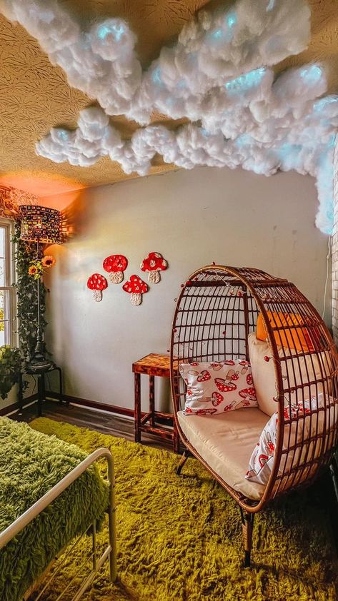 Mushroom Themed Room, Mushroom Bedroom, Maximalist Bohemian, Moody Maximalist, Mushroom Cottage, Cottage Room, Missing Something, Maximalist Design, Cozy Home Decor