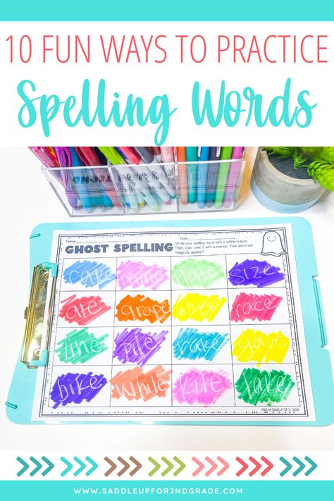 Are you looking for fun ways to practice spelling words in 2nd grade? Read on for 10 spelling activities your students will enjoy that you can do with any word list. These activities are fun, hands-on, engaging, and incorporate cross-curricular learning. #spellingactivities #spellingpractice Educational Activities For 2nd Grade, Fun Spelling Test Ideas, Spelling Stations 1st Grade, Phonics And Spelling Activities, Fun Spelling Practice, Practice Spelling Words Fun, Ideas For Spelling Word Practice, 2nd Grade Grammar Activities, Grade 1 And 2 Activities