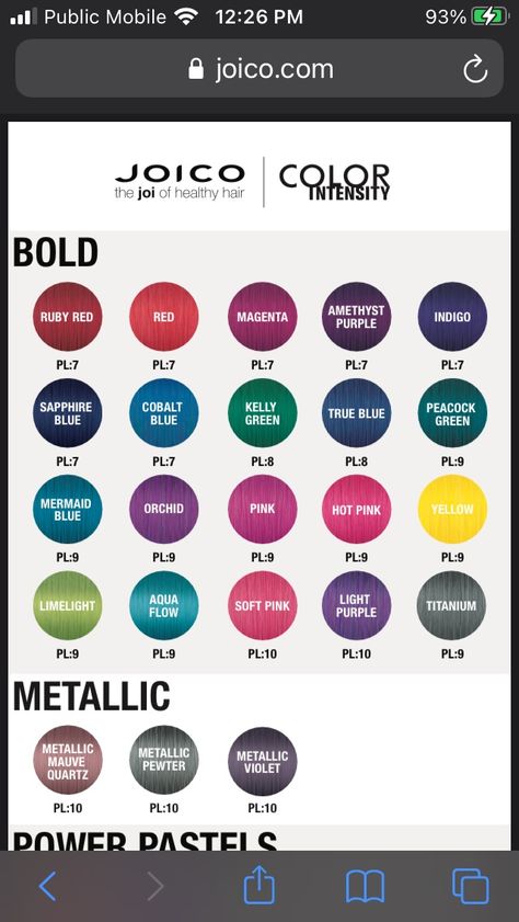 Joico Purple Hair Color, Joico Color Chart, Hair Chart, Joico Color, Hair Color Purple, Colour Ideas, Blue Orchids, Hair Colour, Cosmetology