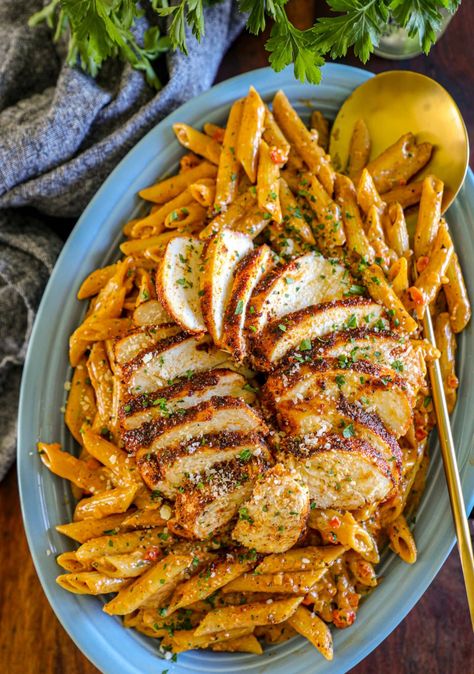 Blackened Chicken Alfredo Pasta Recipe Blackened Chicken Alfredo Pasta, Blackened Chicken Pasta, Chicken Bowtie Pasta, Blackened Chicken Alfredo, Chicken Penne Pasta, Penne Recipes, Cajun Chicken Alfredo, Penne Pasta Recipes, Pasta With Alfredo Sauce