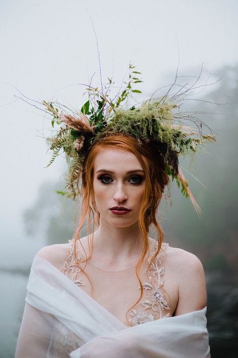 Wedding Head Wreaths, Editorial Wedding Hair, Celtic Bride, Head Wreath Wedding, Woodland Witch, Head Dresses, West Coast Wedding, Head Wreath, Green Fairy