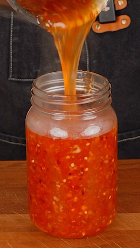 Thai Sweet Chili Sauce 🔥🔥 Ingredients: - Water (1 cup) - Cane Sugar (1 ½ cup) - Rice Vinegar (¾ cup) - Thai Chili Pepper (15… | Instagram Eggroll Sauce, Thai Chili Pepper, Thai Chili Sauce, Thai Sauce, Thai Chili, Fruit Preserves, Big Dipper, Sweet Chili Sauce, Cane Sugar