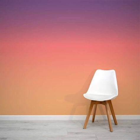 DIY Ombre Wall Paint Sunset Room Wallpaper, Gradient Painted Wall, Paint Boho Wall, Ombre Brick Wall, Sunset Ombre Wall Paint, Sunset Wall Bedroom, Sunset Bedroom Walls, Purple And Peach Bedroom, Sunset Room Paint