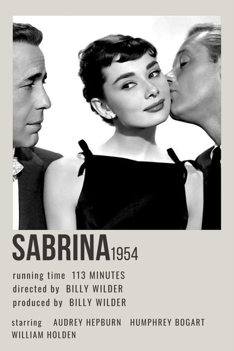 Sabrina Movie Poster, Sabrina Movie, Audrey Hepburn Movie Posters, Sabrina 1954, Audrey Hepburn Poster, Audrey Hepburn Movies, Romcom Movies, Movies To Watch Teenagers, Iconic Movie Posters