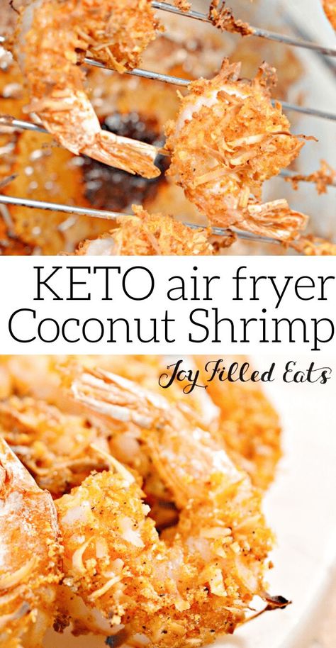 Air Fryer Low Carb, Keto Coconut Shrimp, Air Fryer Coconut Shrimp, Keto Shrimp Recipes, Coconut Shrimp Recipes, Keto Air Fryer, Juicy Shrimp, Joy Filled Eats, Meat Appetizers