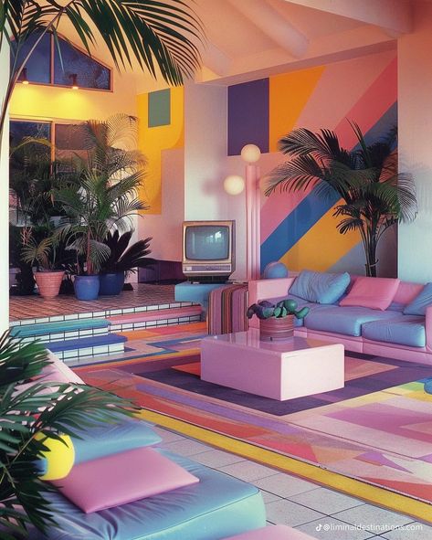 Lp Aesthetic, 80’s Bedroom, 80s Living Room, 1980s Interior Design, 80’s Decor, 80s Furniture, Funky Living Room, 1980s House, 80's Aesthetic