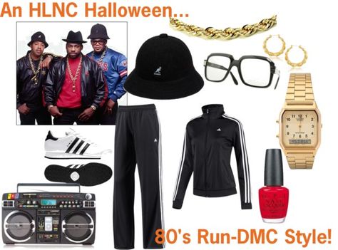 Run-DMC costume Run Dmc Party Theme, 80s Rapper Costume, Run Dmc Costume, Gangsta Costume, 90s Hiphop Fashion, Adidas Photoshoot, 80s Theme Party Outfits, Rapper Costume, 80s Halloween Costumes