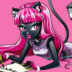 Catty Noir, Monster High, Pink Hair, A Girl, Hair, Pink, Black