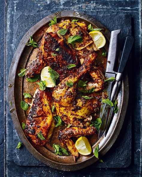 Dare to be different for your next Sunday roast and try your hand at this spicy Portuguese chicken recipe – it's easy, yet oh-so-satisfying. Portuguese Chicken Recipes, Roast Chicken Recipe, Peri Peri Chicken, Sticky Chicken, Delicious Family Meals, Roasted Chicken Thighs, Za Atar, Peri Peri, Online Delivery