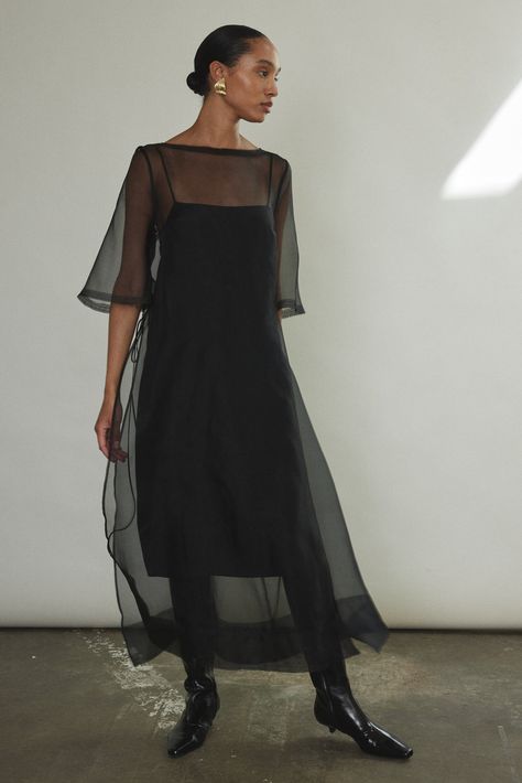 Sheer Dresses Outfit, Late November, Nice Pic, Black Tie Dress, Organza Dress, Black Sheath Dress, Couture Tops, Layer Dress, Silk Organza