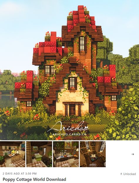 Cottagecore Minecraft House Interior Ideas, Brown Mushroom House Minecraft, Big Mushroom House Minecraft, Minecraft Spruce House Ideas Cottage, Minecraft Building Ideas Spruce, Mushroom Cottage Minecraft, Minecraft Spruce Cottage, Minecraft Cottage Core House, Fairy Core Minecraft