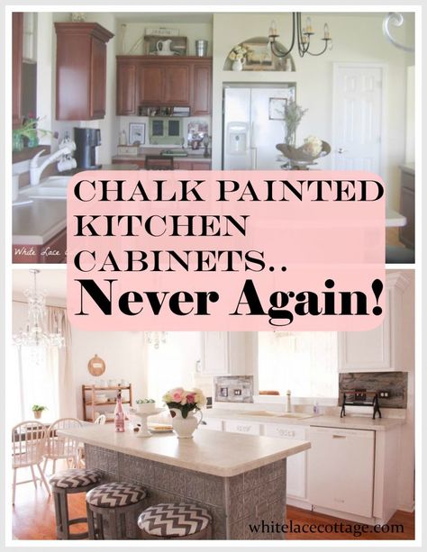 Chalk painted kitchen cabinets were all the rage several years ago. I jumped on that bandwagon. But after several years I'll share why I would never... Chalk Painted Kitchen Cabinets, Painting Laminate Kitchen Cabinets, Landscapes Sunset, Chalk Paint Cabinets, Chalk Paint Kitchen Cabinets, Chalk Paint Kitchen, Painted Kitchen Cabinets, Laminate Kitchen Cabinets, Paint Kitchen Cabinets