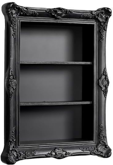 Goth Shelves, Wall Shelves Black, Framed Shelf, Gothic Picture Frame, Goth Bathroom, Dark Apartment, Tattoo Shop Decor, Diy Gothic, Ornate Frames