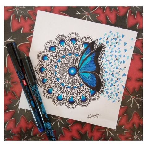 Colour Pencil Mandala Art, Madhubani Art Drawing, Mandala Art Design Creative Beautiful, Butterfly Mandala Art, Draw Sea Animals, Paint Mandala, Draw Sea, Easy Mandala Drawing, Butterfly Mandala