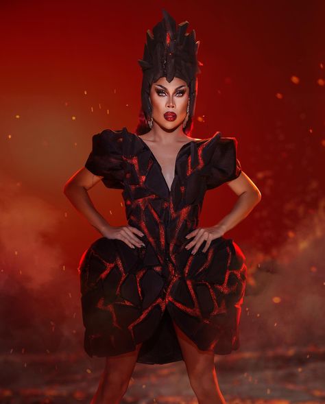 Marina Summers | The biggest explosion on the mainstage 🌋❤️‍🔥 Thank you @jobdacon for crafting our Volcano outer dress vision into reality 🤌🏽❤️ Creative… | Instagram Lava Gown, Outer Dress, Crystal Headpiece, Special Thanks, Creative Fashion, Volcano, Thank You, Vogue, Photography