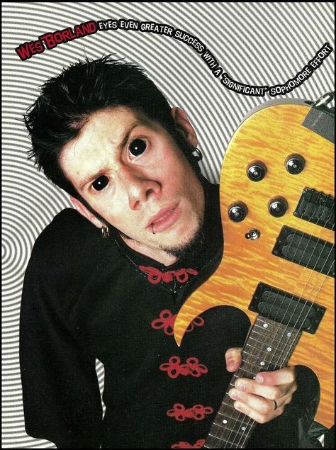 Wes Borland, Guitar Magazine, Limp Bizkit, Shelf Display, Black Eyes, Photo Print, Pin Up, Guitar, Magazine