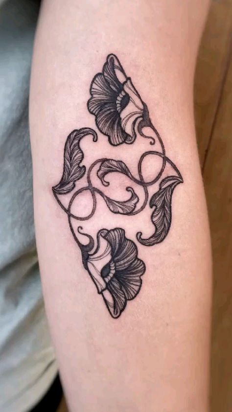 Folk Art Tattoo Black, Folk Traditional Tattoo, Folk Flower Tattoo, Eclectic Tattoos, Granny Tattoo, Traditional Folk Tattoo, Folk Art Tattoo, Hungarian Tattoo, Swedish Tattoo