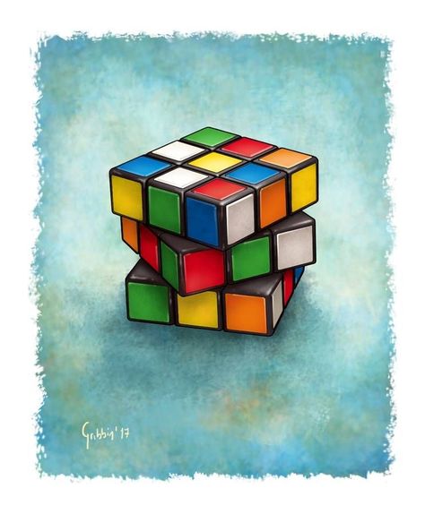 #rubik #vintage #watercolor #whimsicalart #watercolorarts by Paul Gribbon Play Illustration, 3d Pencil Drawings, Rubix Cube, Object Drawing, Magic Cube, Rubik's Cube, Pencil Art Drawings, Color Pencil Art, Art Drawings For Kids