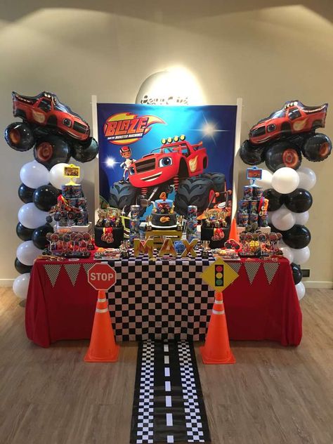 Machine Birthday Party, Monster Jam Birthday Party, Blaze Birthday Party, Blaze Party, Blaze And The Monster Machines Party, Monster Jam Birthday, Monster Jam Party, Monster Truck Theme, Blaze Birthday