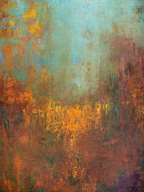 Copper Abstract Painting, Copper Patina Aesthetic, Large Painting Ideas, Rust Effect Paint, Rust Painting, Rust Texture, Rust Wall, Rust Art, Cold Wax Painting