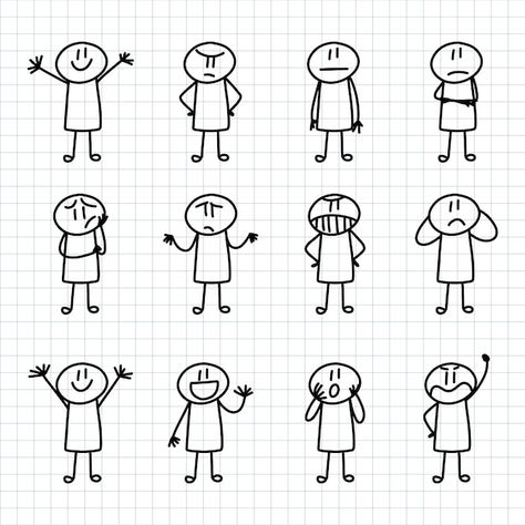 Hand drawn stickman collection | Free Vector #Freepik #freevector #stick-figure #stickman #illustration-set #hand-drawn-illustration Doodle Art School, Little Doodles Simple, How Is, Doodle Art For Beginners, Stick Drawings, Arte Doodle, Stick Figure Drawing, Sketch Notes, Easy Doodle Art