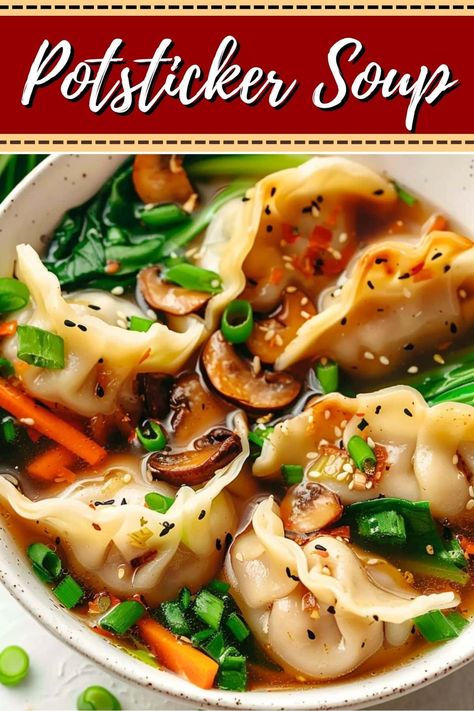 Potsticker And Vegetable Soup, Soup Recipes 30 Minutes, Small Dishes Food, Asian Potsticker Soup, Frozen Soup Recipes, Dump Soup Recipes Crockpot Meals, Soup Recipes With Dumplings, Boo Choy Soup, Potsticker Soup Bokchoy