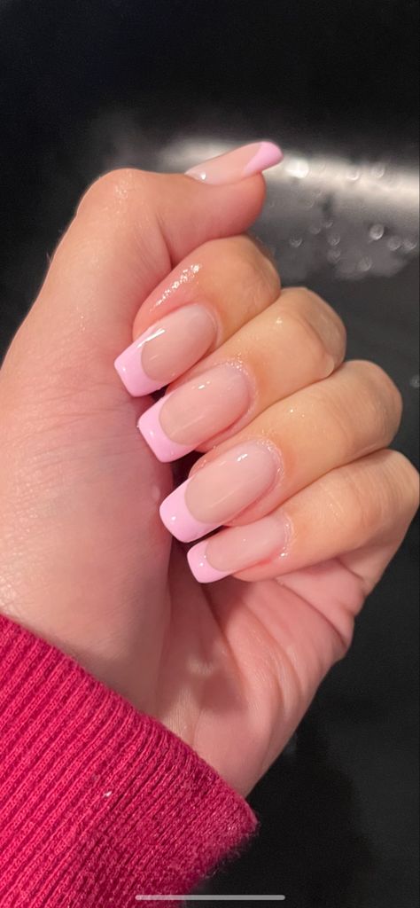 Pink Frenchies- Summer Classy Nails- Gel X Nails- Classic French Tip Nails Simple Spring French Tip Nails, Soft Pink French Tip Nails Square, Pale Pink Tip Nails, Squoval Pink French Tip Nails, Sport Length Acrylic Nails French Tips, Pink French Tip Nails Coffin Short, Square Pink Tips, Light Pink French Tips Coffin, Shirt Pink French Tip Nails