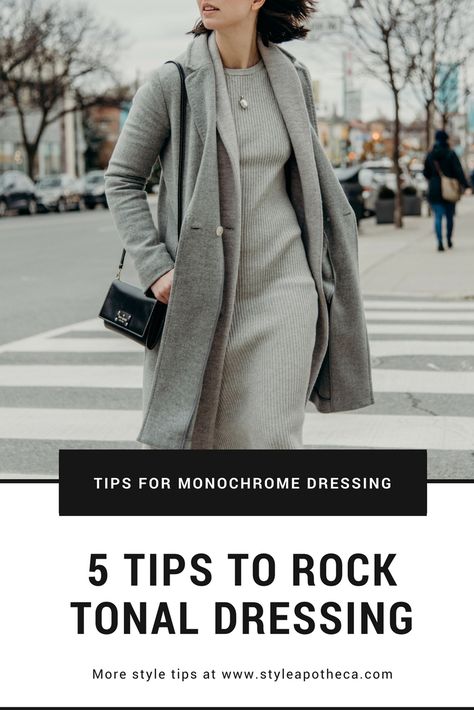 5 Tips To Rock Tonal and Monochromatic Dressing Grey Monochromatic Outfit, Monochromatic Dressing, Tonal Dressing, Casual Classy Outfits, Minimalist Fashion Outfits, Mom Wardrobe, Monochromatic Outfit, Minimalist Capsule Wardrobe, Minimal Chic