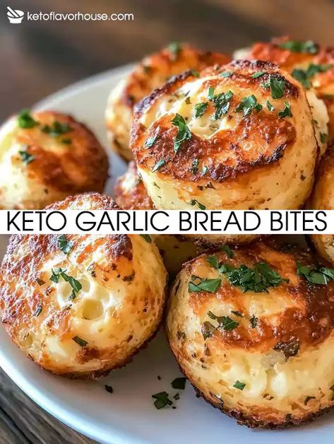 Keto Garlic Bread Bites Recipe Keto Garlic Bread Bites, Garlic Bread Alternative, Savory Almond Flour Recipes, Keto Savory Snacks, Keto Garlic Knots, Low Carb Garlic Bread, Keto Breakfast Bread, Healthy Garlic Bread, Garlic Bread Bites