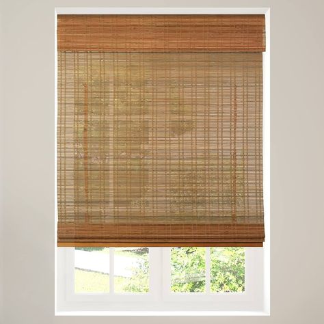 Amazon.com: CALYX INTERIORS Cordless Bamboo Roman Shade Blind, Light Filtering, 30.5" W x 48" H, Ceylon Light Russet : Home & Kitchen Bamboo Roman Shades, Cordless Blinds, Fabric Roman Shades, Privacy Shades, Bamboo Construction, Bamboo Blinds, Cellular Shades, Mini Blinds, Bamboo Shades