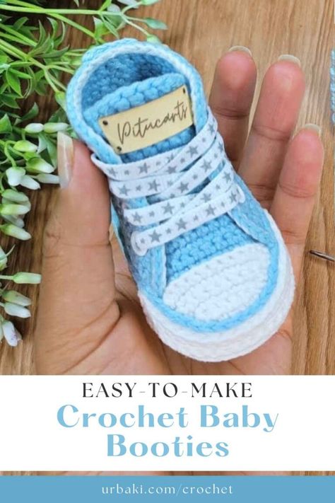 Easy-to-Make Crochet Baby Booties Crochet Baby Booties Pattern, Crochet Baby Shoes Pattern, Baby Shoes Pattern, Baby Booties Pattern, Easy Crochet Baby, Sneakers Patterns, Booties Crochet, Baby Girl Boy