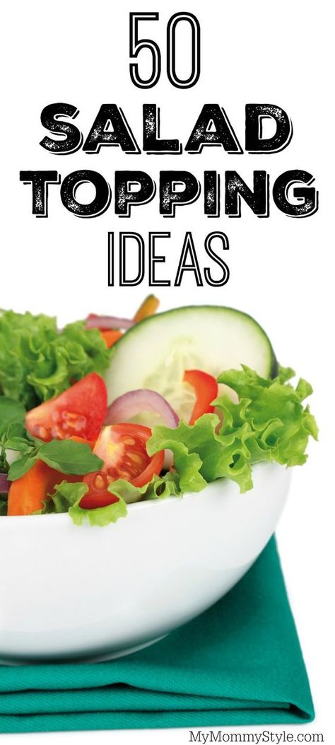 No more boring salads! 50 salad topping ideas to make a healthy, colorful and delicious salad.: Easy Salad Toppings, Salad Toppings Ideas Healthy Recipes, Salad Fixings Ideas, Toss Salad Ideas, Healthy Salad Toppings, Salad Bar Ideas Buffet, Salad Bar Toppings, Salad Toppings Ideas, Healy Meals