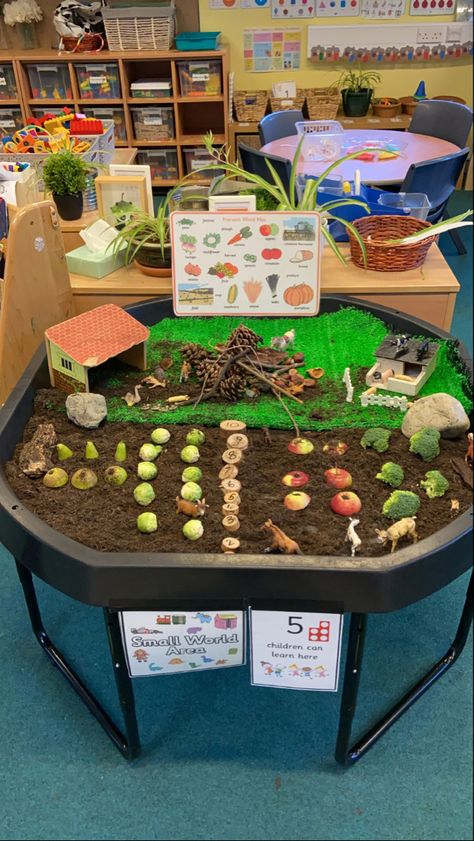 A good smallworld activity to help learn about harvest. The children in reception have loved this smallworld creative play Harvest Continuous Provision, Nursery Provision, Harvest Activities, Zdrava Hrana, Nursery Activities, Children Activities, Autumn Activities For Kids, Messy Play, Creative Activities For Kids