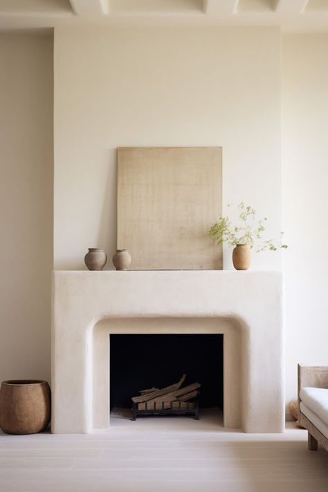 The 12 Simplest Plaster Fireplace Surround Ideas to Ease Your Eyes! Modern Chimney Ideas Fireplace Wall, Chimneys Ideas Living Room, Stucco Walls Interior Living Rooms, Fireplace Raised Off Floor, Plaster Wall Fireplace, Interior Design Fireplace Living Room, In Wall Fireplace Ideas, Closed Fireplace Ideas, Diy Indoor Fireplace