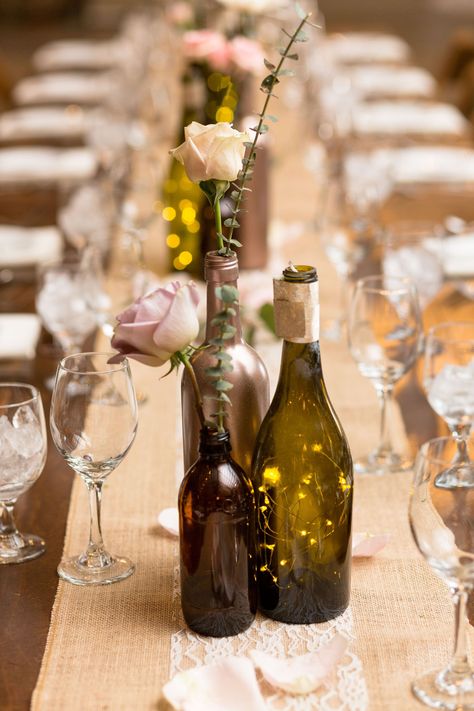 J + S Wedding at the Covered Bride Inn // Lewes, DE – Little Miss Lovely Floral Design Wine Bottle Wedding Decor, Wine Bottle Wedding Centerpieces, Wine Bottle Table, Wine Bottle Vases, Wine Bottle Centerpieces, Wedding Wine Bottles, Bottle Centerpieces, Wine Dinner, Wedding Reception Centerpieces