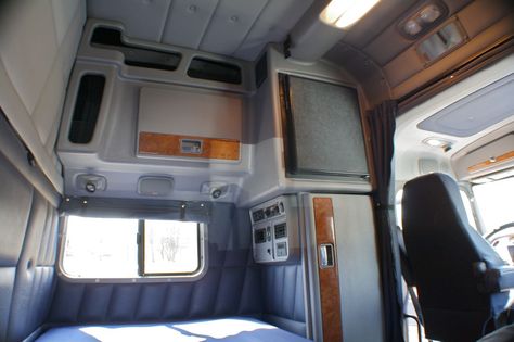 volvo semi truck sleeper 60 inch interior - Google Search Truck Interior Ideas, Monster Truck Room, Fire Truck Nursery, Truck Cabin, Semi Trucks Interior, New Pickup Trucks, Truck Camper Shells, Truck Organization, Truck Life