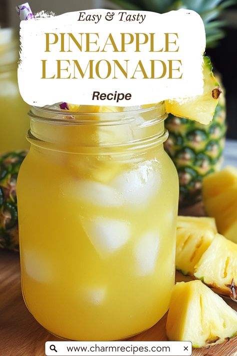 Pineapple Lemonade is a deliciously refreshing beverage that combines the tangy taste of lemons with the sweet and tropical flavor of pineapples. Perfect for summer gatherings, picnics, or any time you need a thirst-quenching drink, this lemonade is sure to be a hit with both kids and adults. Pineapple Lemonade Recipe, Homemade Drinks Recipes, Cool Whip Pies, Mango Lemonade, Pineapple Lemonade, Ripe Pineapple, Fruit Mixes, Canned Pineapple, How To Make Pumpkin