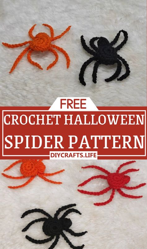 Crochet Halloween Spider Free Pattern, Small Crochet Spider Pattern, Crochet Halloween Spider, Crochet Spooky Pattern Free, Halloween Crochet Ornaments, Crochet Spiders Free Patterns, Crochet Patterns Halloween Free, Quick Halloween Crochet, Crochet Spider Free Pattern