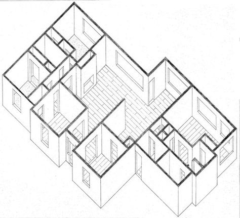 oblique Plan Oblique, Oblique Drawing, Ground Plan, Axonometric Drawing, Perspective Drawing Architecture, Observational Drawing, Small House Floor Plans, Plan Drawing, Architectural Drawing