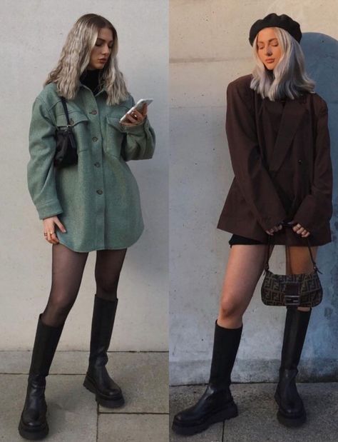 Outfit Con Sobrecamisa, Outfits Con Sobrecamisa, Black Rainboots Outfit, Rainboots Outfit Fall, Sobrecamisa Mujer Outfit, Rain Outfits For Women, Rain Boots Outfit Fall, Outfit Fall 2023, Rain Boots Outfit