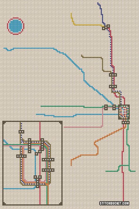 Chicago L Train, Chicago Loop, Chicago L, Chicago Map, Stitch Witchery, City Planner, Train System, Rapid Transit, Cross Stitch Funny