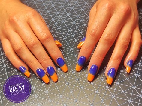 Blue orange Ombre style Polygel Nail Extensions, Polygel Nail, Orange Line, Lines On Nails, Polygel Nails, Ombre Fashion, Orange Ombre, Nail Extensions, Blue Orange