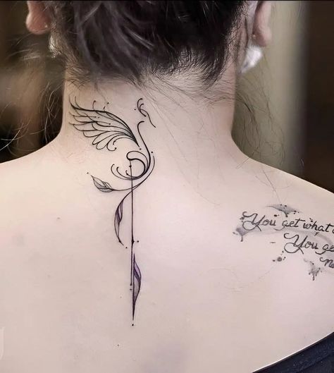 25 Feminine But Fierce Phoenix Tattoos For Beautiful Women - 42 Back Tattoo Women Spine, Spine Tats, Phoenix Tattoo Feminine, Small Phoenix Tattoos, Spine Tattoo Ideas, Phoenix Tattoos, Mystical Tattoos, Tattoos Infinity, Rose Tattoos For Women