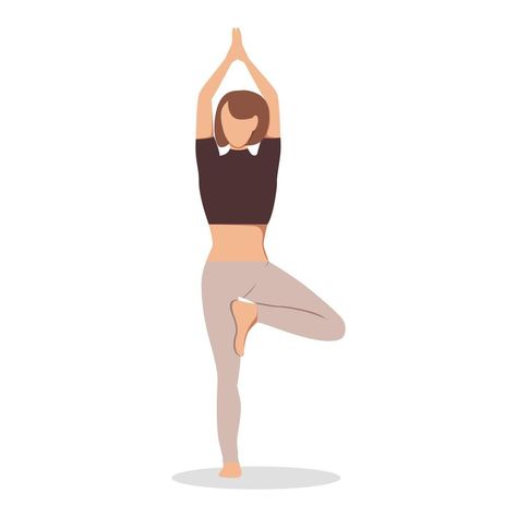 Woman in tree pose practicing yoga, isolated on white background. Vector illustration Tree Pose Yoga Illustration, Tree Pose Yoga, Yoga Vector, Yoga Tree Pose, Yoga Drawing, Yoga Tree, Woman Yoga, Yoga Illustration, Vector Trees