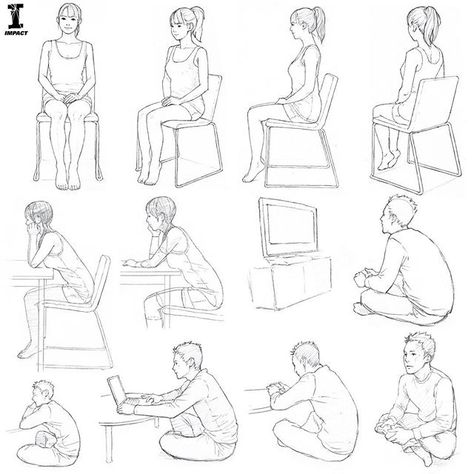 Day 7 of #Sketchtember, a character sitting. Whether you're lounging in a chair or sitting on the floor, there are a lot of ways to draw a character sitting! I'm a fan of curling up in a comfy armchair.  Art from Drawing Manga: People and Poses.  #sketching #sitting #howtodraw #howtodrawpeople #manga #mangaposes Posture Drawing, Beard Facial, Character Sketching, Sketch Woman, Sitting Pose Reference, Chair Drawing, Human Figure Sketches, Drawing Body Poses, Figure Sketching