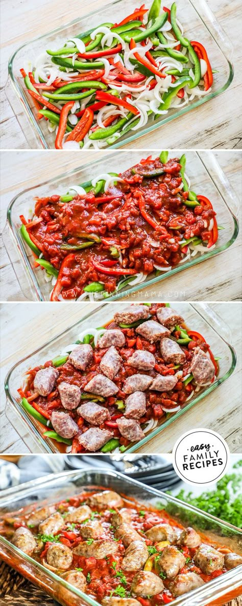 SO GOOD! SAVE THIS! This Italian Sausage and Peppers in the oven couldn't be easier or more delicious! Made in just one dish, it is faster than the classic but every bit as tasty! Grab this easy dinner idea and add it to your meal plan! This recipe was made in partnership with Iowa pork. #dinner #sausage #lowcarb #healthy #onepot #easyrecipe Sausage And Peppers In Oven, Baked Italian Sausage And Peppers, Sweet Italian Sausage Recipes, Baked Italian Sausage, Italian Sausage And Peppers, Dinner Sausage, Sausage Recipes For Dinner, Sausage Dinner, Italian Sausage Recipes