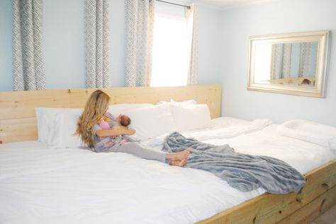 Family bed - co sleeping - attachment parenting Cosleeping Family Bed, Family Bedroom Cosleeping, Co Sleeping Bedroom Family Bed, Family Bed Cosleeping, Cosleeping Bedroom Families, Co Sleeping Bed, Alaskan King Size Bed, Cosleeping Bedroom, Big Mattress