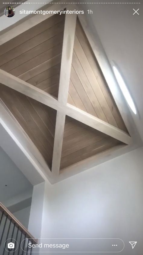 Modern Coastal Farmhouse Chandelier, Tray Ceiling Detail, Wood Tray Ceiling, Drop Ceiling Makeover, Modern Chateau, Nick Williams, Ceiling Paneling, Foyer Ceiling, Millwork Wall